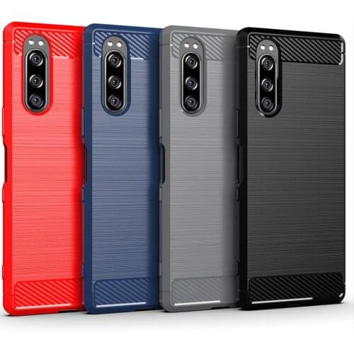 For Sony Xperia 1 5 10 II Case Luxury Carbon Fiber Skin Full Soft Silicone Cover Case For Sony 1II 5II 10II Phone Cases