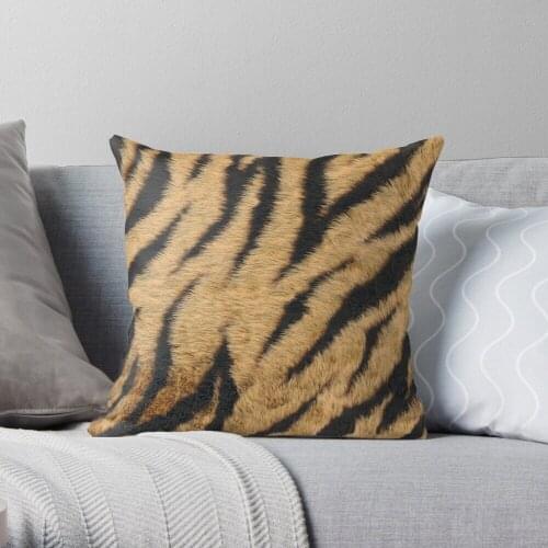 Brown tiger stripes faux fur Polyester Decor Pillow Case Home Cushion Cover 45*45cm