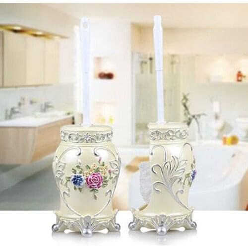 European Resin Cleaning Brush Bathroom Toilet Brush Set Long Handle Brush Round Head Soft Brush Base Household Accessories