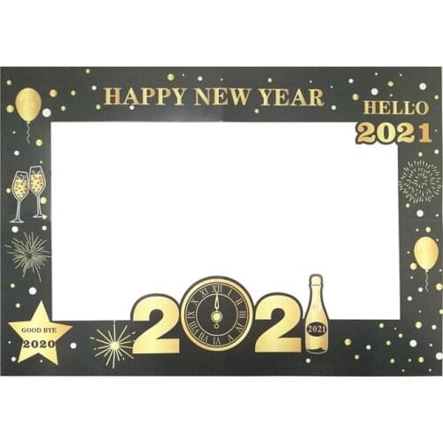 Chicinlife 1Pcs 2021 Happy New Year Party Paper Photo Frame Photo Props Party Home 2020 Merry Christmas Decoration Supplies