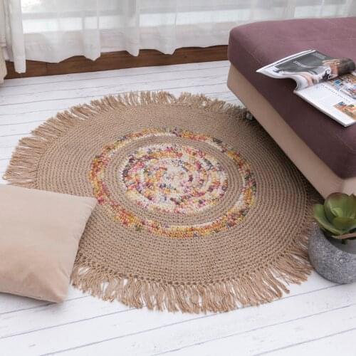 India Imported Round Carpets For Living Room Bedroom Hand Woven Round Rug Study Room Tatami Room Home Decor Mat Play Kids Carpet