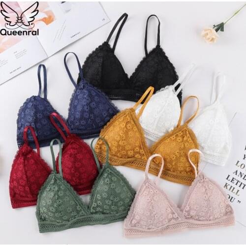 Queenral Sexy Lace Bras For Women Underwear Push Up Brassiere BH Push Up Bralette Lingerie For Female Seamless Bra Soutien Gorge