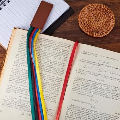 Retro Leather Ribbon Bookmarks Documents Notebook Bookmark Handmade Vintage Book Marker Page Holder Stationery Christmas Gifts