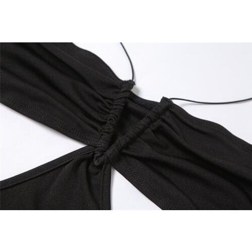 Hot sale 2021 Halter Women Midi Dress Lace Up Bandage Backless Hollow Out Bodycon Sexy Streetwear Party Elegant Club 2021 Summer