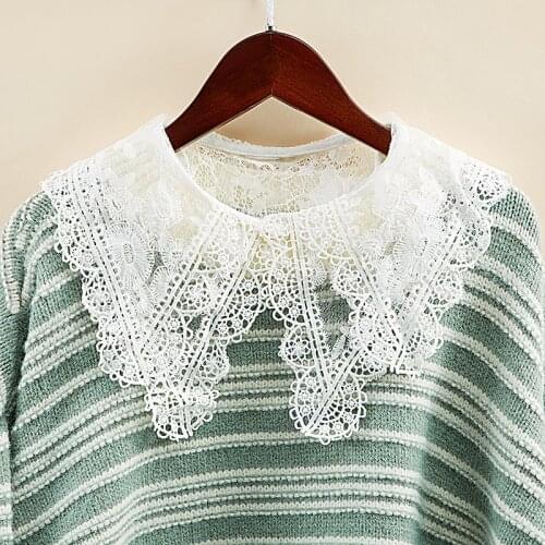 Linbaiway Double Layer Detachable Collars for Women Lapel Choker Necklace Shirt Fake Collar Blouse Tops False Collars Female