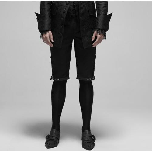 PUNK RAVE Mens Gothic Court Shorts Palace Vintage Dark Stripe Jacquard Buttons Evening Dinner Stage Performance Shorts