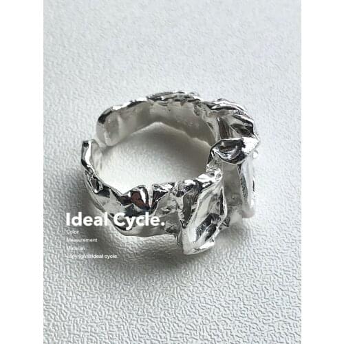 IdealCycle 925 Sterling silver Designer Super-Heavy Texture Ring Can Adjust Hip-Hop Trend For Men Women Personality Fashion