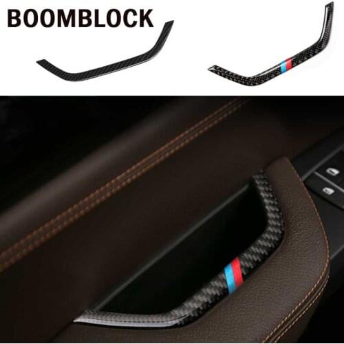 BOOMBLOCK Carbon Fiber Sticker Interior Door Armrest Frame Storage Handle Trim Cover Accessories for BMW X3 F25 X4 F26 2011-2016