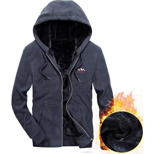 New Autumn Winter Fleece Jacket Men Casual Loose Hooded Coat Men Windbreaker Warm Mens Hoodies Jackets S-XXXL Thick Outwear Men