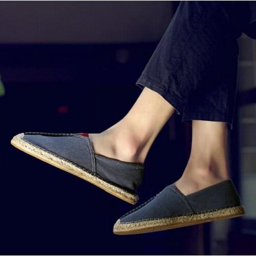 New Fashion Mens Canvas hemp Espadrille Fisherman Shoes Outdoor Men loafers Walking Shoes Men Casual Shoes Linen Flats LF-37