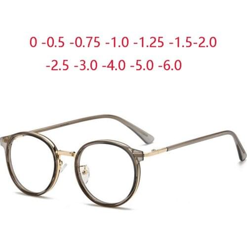 Blue Light Blocking Women Oval Prescription Glasses For The Nearsighted Metal Student Minus Eyeglasses 0 -0.5 -0.75 To -6.0