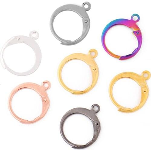 30pcs Stainless Steel Gold Silver Color French Earring Hook Earwire Fitting Ear Setting Base for DIY Jewelry Making Accessories