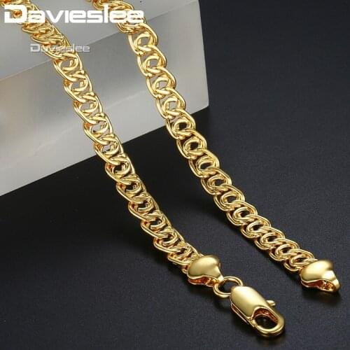 Davieslee Necklace For Women Men Boys Girls 7mm Wide Snail Chain Yellow Gold Filled Womens Necklace DGN417