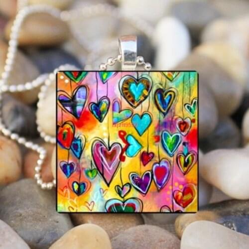 2021 Wholesale New Love Balloon Cartoon Fantasy Series Time Gemstone Heart-shaped Glass Pendant Necklace