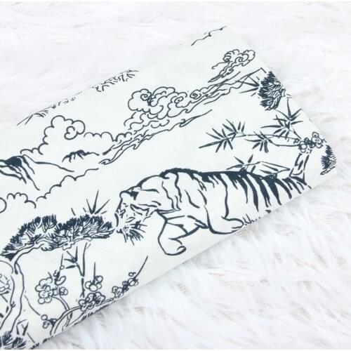 Half Meter 100% Cotton Tiger Print Fabric China Wind Handmade DIY Garment Shirt Tissue CR-1051