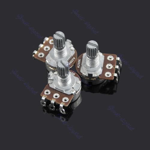 3 Pcs A250k Switch Guitar Potentiometer Split Shaft Pots Audio Tone Control