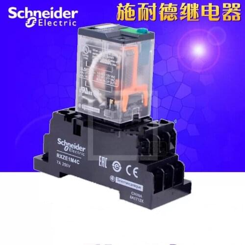 Schneider Small Intermediate Relay RXM4AB1F7 4 6A AC120V with base