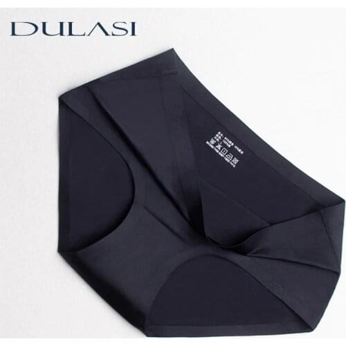 Sexy Women Panties Ice Silk Seamless Briefs Cotton Crotch Mid Waist Underwear For Girls Super Soft DULASI Brand Lingeries