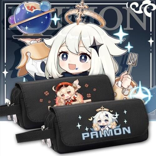 STOCK Game Genshin Impact Diluc Paimon Klee Keqing Large Capacity Pencil Case Stationery Bag Gift 2021 New