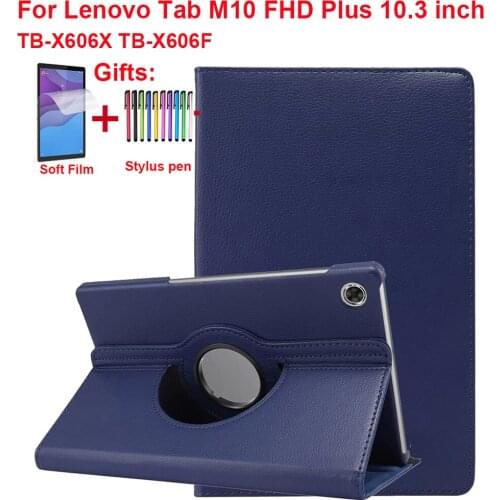 360 Rotating Tablet Case For Lenovo Tab M10 FHD Plus 10.3 inch TB-X606X TB-X606F Cover PU Leather For Lenovo Tab M10 Plus X606