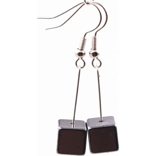 New Fashion Women Statement Earring Natural Hematite Stone 8mm Cube Shape Earrings Beads Dangle Eardrop Gifs Charms Jewelry A506