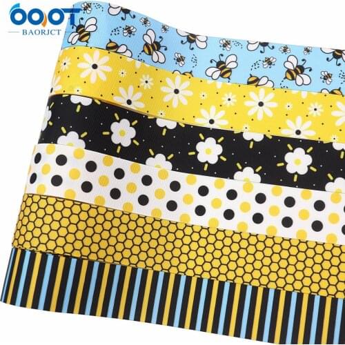 1-1/2Inch X 5 Yard Gift Four Seasons Wrapping Ribbon Cartoon Bee Daisy Pattern Holiday Decoration Ribbon M-21708-1010