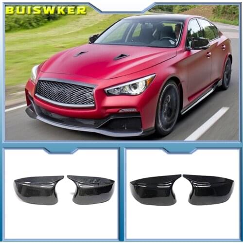 1 Pair Glossy Bright Black Mirror Covers Left Right Side Rearview Mirror Cap Shell For Infiniti Q50 Q60 SQ50 XQ30 2014-2020