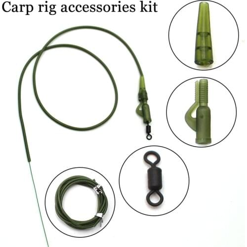 32PCS Carp Fishing Tackle Rig Carp Tubing Rolling Swivels Lead Clip Tail Cones Hair Rigs Making Carp Accessories Kit For Fishing