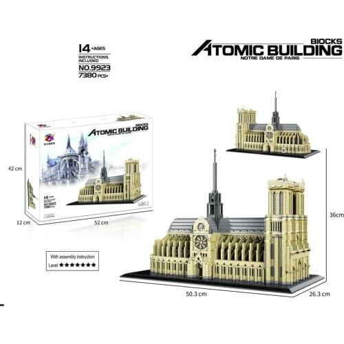 7380 PCS PZX Mini Blocks World Architecture Notre Dame De Paris Diamond Bricks Building Toy for Children Gift Girl Present 9923