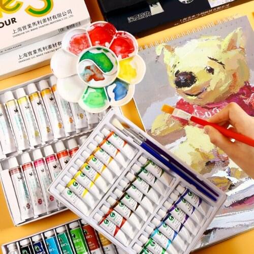 Watercolor Paint 12/18/24/36 Colors 12ml Student Portable Water color Painting Non-toxic Washable Stationery Art Supplies