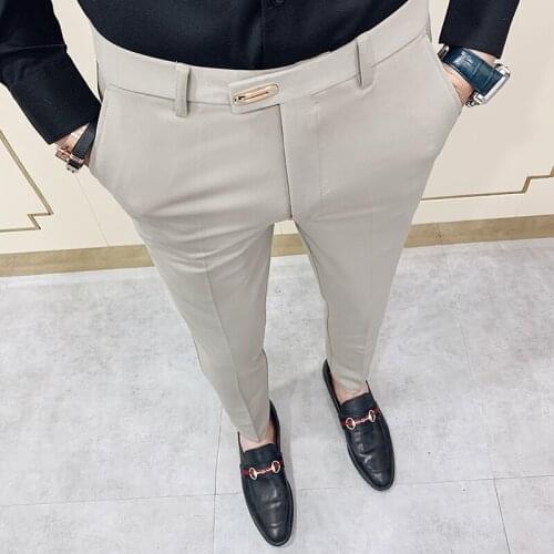 Men Solid Stretch Suit Pants Business Classic Office Pant Fashion Classic Slim Fit Trousers High Quality Formal Male Clothing