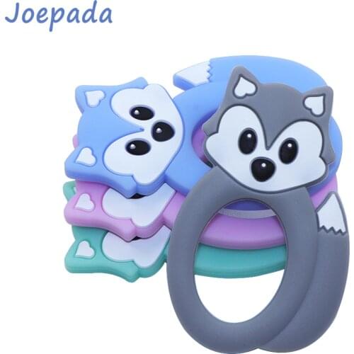 Joepada Fox Baby Teether Cute Animal Safe Silicone Chewing Teething Toys DIY Baby Teething Necklace BPA Free Silicone Beads
