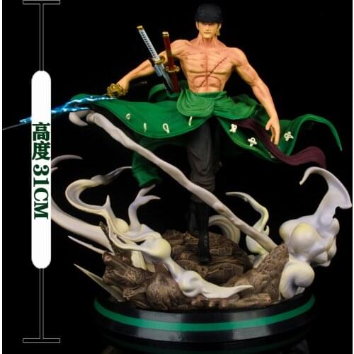 NEW Anime Roronoa Zoro Three Knife Flow Double Head PVC Action Figure Collection Model Dolls Toys Doll Gifts 29cm