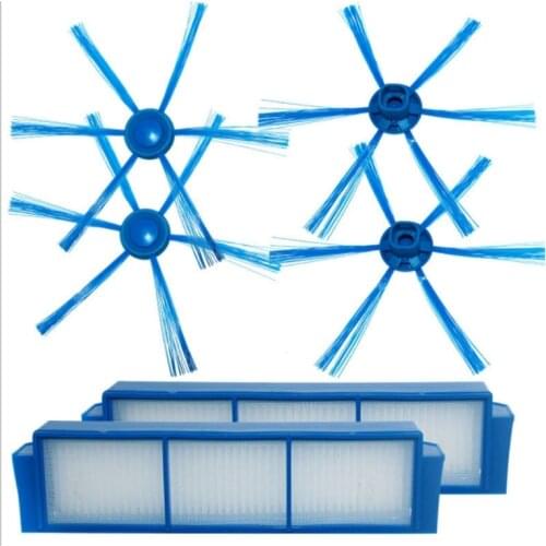 2PCS Filters+2 Pairs Side Brushes Hepa Filter Cleaning Brush for FC8007 FC8792 FC8794 Vacuum Cleaner Accessories
