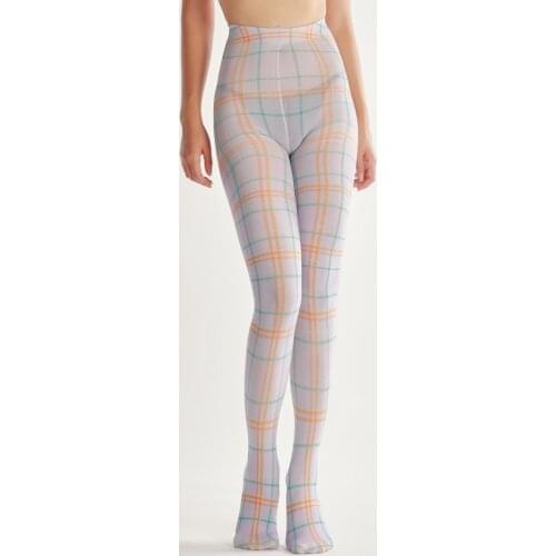 Fashion Sexy Designs Grid Pattern Digital Print Tights Womens Pantyhose Ladies Thick Soft Stockings