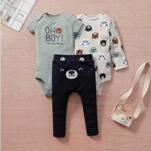 Infant Baby Girl Boy Clothes Set 2021 Spring Autumn Quality Soft Cotton Tops+Romper+Pants 3 Pieces Newborn Bebe Girls Clothing