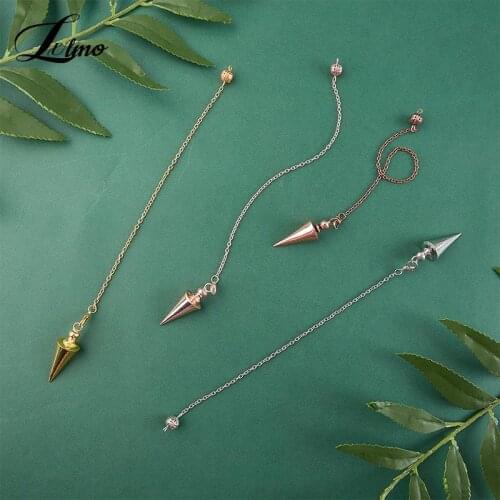 Cone Metal Pendulum for Wicca Antique Copper Gold-color Spiritual Pendulo Radiestesia Healing Pendule Hot Sale Jewelry G336