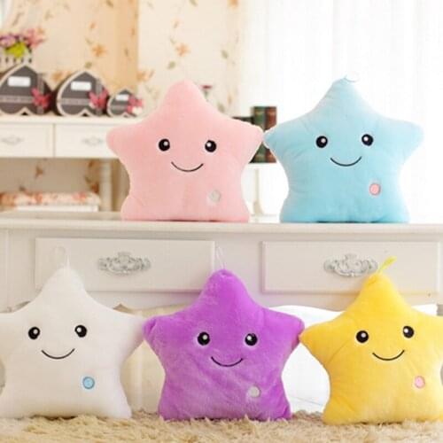 Creative Luminous Pillow Stars Plush Toy Glowing Led Light Cushion Colorful Birthday Gifts Toys For Children Kids Girls
