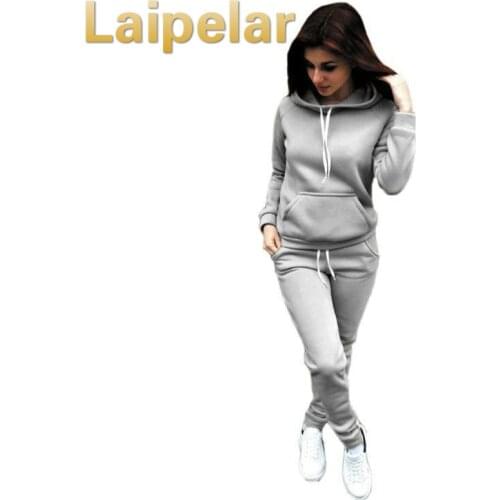 Laipelar Women Casual Tracksuit Hoodies Sweatpant Two Pieces Set Autumn Warm Women Bandage Tops Pants Clothing Set Suit Female