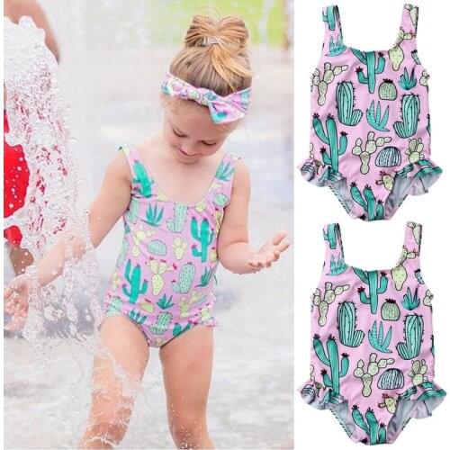Summer Newborn Baby Girls Swimwear Cute Cactus Printed Toddler Infant Baby One-piece Swimsuit Bathing Beachwear With Headbands