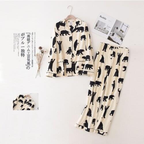 Mens womens spring and autumn and winter cartoon pattern cotton home velvet pajamas moon suit couple pajamas