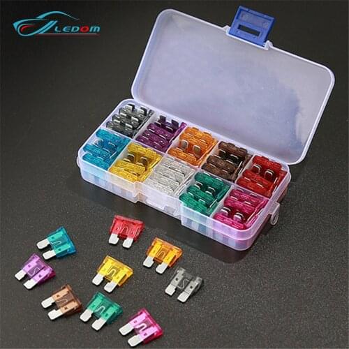 100Pcs Standard Size Blade Car Fuse Assortment Set for Auto Car Truck 2.5/3/5/7.5/10/15/20/25/30/35A Fuse with Plastic Box