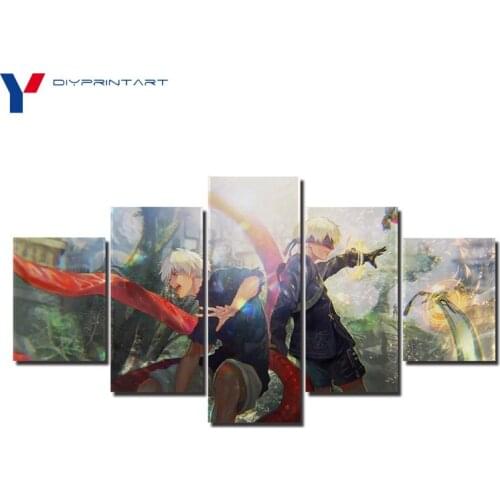 NieR Automata 9S and Tokyo Ghoul Ken 5 Panel Modern Art Anime Poster Wall Decorations Living Room A0564