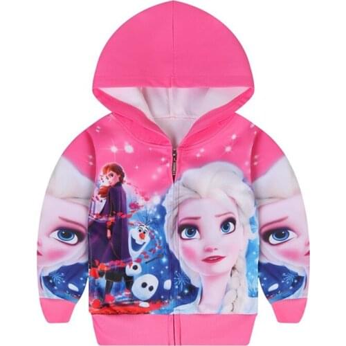Disney Frozen Elsa Newest Hot children Girls Long Sleeve pretty Lucky Child Hooded Outerwear polyester autumn and winter