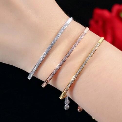 New Women Jewelry Adjustable Bracelets Bangle for Women Captivate Bar Slider Brilliant Rose Gold Color Jewelry Bracelet