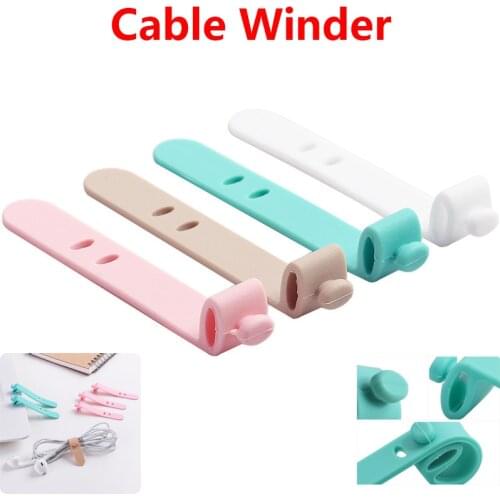 4PCS/lot Silicone Organizer Winder Straps Headphones Soft Tape USB Wire Cable Tie Utensil Organize Storage Holder Earphone Clips