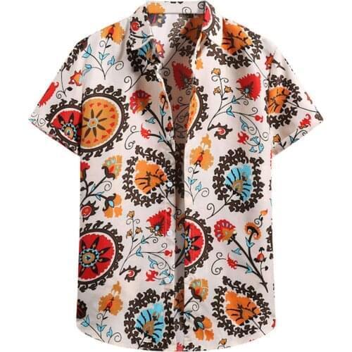 Summer Beach Mens T Shirt Cardigan Hawaiian Printing Short Sleeve Button Up Shirts For Men Casual Male NEW Tops Chemise Homme