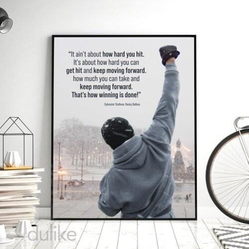 Rocky Balboa Boxing Photography Poster Canvas Painting Motivational Quote Prints Wall Art Picture Office Living Room Home Decor