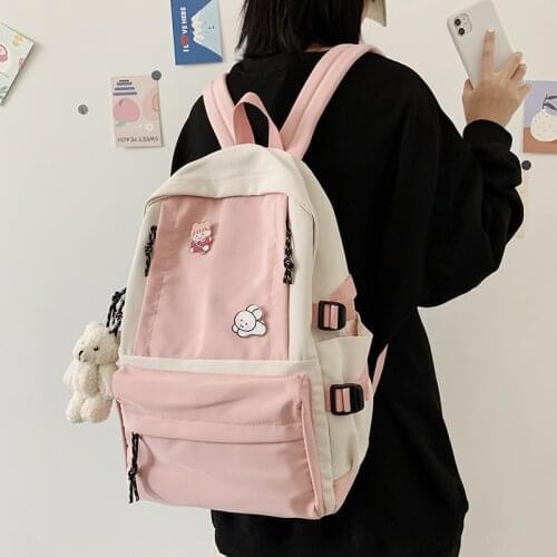 Simple women backpack Korean Harajuku ulzzang Student school bag Kawaii Fashion College Book Lady Badge Backpack Travel bags new