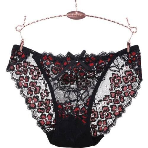 Sexy Hollow Out Transparent Triangle Briefs Underwear Women Panties Ultra-thin Seamless Underwear Women Panties Cotton Lace